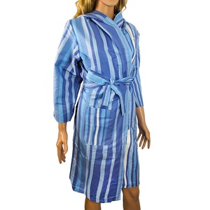 undefined, Mikrofaser-Bademantel Grösse L, Blau gestreift