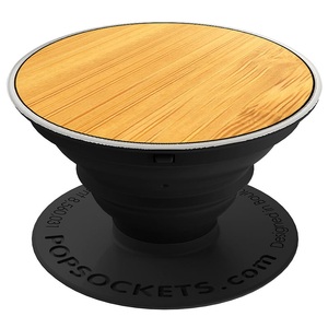 POPSOCKETS, Popsockets Wood Bamboo - Handy Griff und Ständer (Schwarz, bambus), Ausziehbarer Sockel und Griff für Smartphones &Tablets - Wood Bamboo