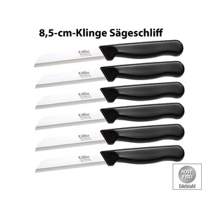 Löffler Schneidewaren Co., Löffler Schneidewaren Co. 6 Edelstahl-Gemüse-/Obstmesser aus Solingen, 8,5-cm-Klinge Sägeschliff, 6 Edelstahl-Gemüse-/Obstmesser aus Solingen, 8,5-cm-Klinge Sägeschliff