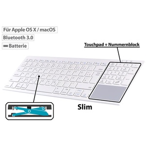 GeneralKeys, GeneralKeys Tastatur mit Bluetooth, für macOS m. Touchpad, Scissor-Tasten, Tastatur mit Bluetooth, für macOS m. Touchpad, Scissor-Tasten