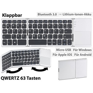 GeneralKeys, GeneralKeys Faltbare Tastatur mit Bluetooth, Touchpad für Android, iOS und Windows, Faltbare Tastatur mit Bluetooth, Touchpad für Android, iOS und Windows