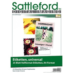 Sattleford, Sattleford 25 Etiketten A4 210x297 mm für Laser/Inkjet, 25 Etiketten A4 210x297 mm für Laser/Inkjet