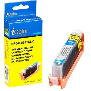 iColor, iColor Patrone für CANON (ersetzt CLI-551C XL), cyan mit CHIP, Patrone für CANON (ersetzt CLI-551C XL), cyan mit CHIP