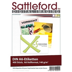 Sattleford, Sattleford 400 Etiketten A6 105x148 mm für Laser/Inkjet, 400 Etiketten A6 105x148 mm für Laser/Inkjet
