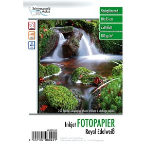 Schwarzwald Mühle, Schwarzwald Mühle 250 Bl. Hochglanz-Fotopapier "Edelweiss" 180g/m²10x15, 250 Bl. Hochglanz-Fotopapier 