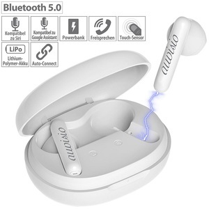 Auvisio, In-Ear-Stereo-Headset mit Bluetooth, Ladebox, Google Assistant & Siri / Kopfhörer, In-Ear-Stereo-Headset mit Bluetooth, Ladebox, Google Assistant & Siri