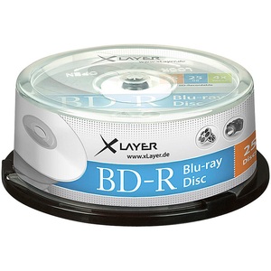 Xlayer, Xlayer Blu-ray-Rohlinge BD-R 25 GB 4x, 25er-Spindel, Blu-ray-Rohlinge BD-R 25 GB 4x, 25er-Spindel