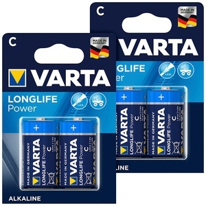 Varta, Varta Longlife Power Alkaline-Batterie, Typ Baby / C / LR14, 1,5 V, 4er-Set, Longlife Power Alkaline-Batterie, Typ Baby / C / LR14, 1,5 V, 4er-Set