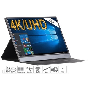 Auvisio, Mobiler IPS-Monitor, 4K UHD, 39,6 cm (15,6"), USB C, Micro-USB & HDMI / Monitor