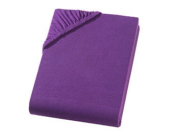 undefined, Einzelbett Qualitäts-Jersey Fixleintuch, aubergine