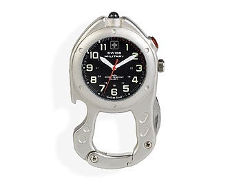undefined, Swiss Military Karabiner-Uhr mit LED & Messer, silber, Swiss Military Karabiner-Uhr mit LED & Messer, silber