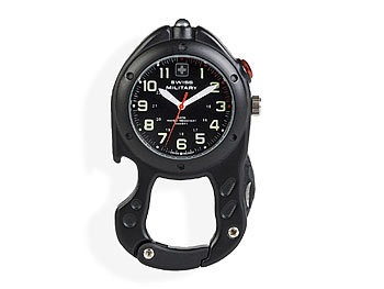 undefined, Swiss Military Karabiner-Uhr mit LED & Messer, schwarz