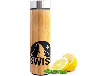undefined, Swiss Bambus Isolierkanne mit herausnehmbarem Teesieb aus Edelstahl, Bambus Isolierkanne mit herausnehmbarem Teesieb aus Edelstahl
