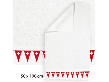 Handtuch Fähnchen-Girlande Schweiz, 50x100cm, aus Baumwoll-Frottee