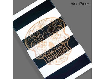 undefined, Jacquard-Strandbadetuch mit Totenkopf-Print, 100% Baumwolle, 90x170cm