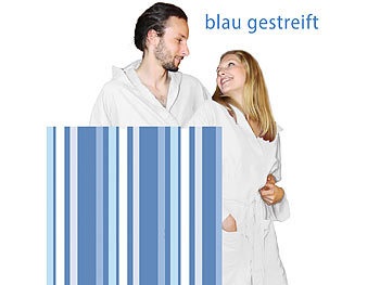 undefined, Mikrofaser-Bademantel Grösse L, Blau gestreift