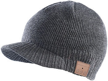 Callstel, Callstel Beanie-Schildmütze inkl. integriertem Headset mit Bluetooth, grau, Beanie-Schildmütze inkl. integriertem Headset mit Bluetooth, grau