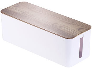 Callstel, Callstel Kabelbox gross, 39 x 15,5 x 14 cm, in Nussbaum-Holzoptik mit Gummifüssen, Kabelbox gross, 39 x 15,5 x 14 cm, in Nussbaum-Holzoptik mit Gummifüssen