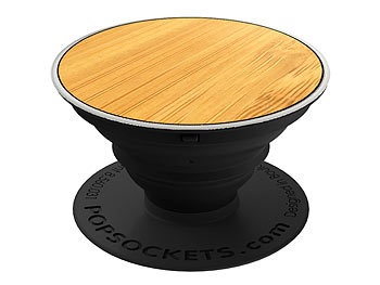 POPSOCKETS, Popsockets Wood Bamboo - Handy Griff und Ständer (Schwarz, bambus), Ausziehbarer Sockel und Griff für Smartphones &Tablets - Wood Bamboo
