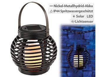 Lunartec, Lunartec Solar-LED-Leuchte aus Polyrattan mit Dämmerungs-Sensor, IP44, Solar-LED-Leuchte aus Polyrattan mit Dämmerungs-Sensor, IP44