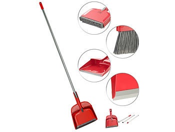 Sichler Haushaltsgeräte, Sichler Haushaltsgeräte 4in1-Komfort-Kehrset mit Abzieher und Schaufel, 3-teiliger Stiel, 4in1-Komfort-Kehrset mit Abzieher und Schaufel, 3-teiliger Stiel