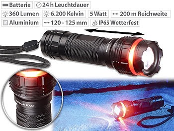KryoLights, KryoLights Cree-LED-Taschenlampe mit Alu-Gehäuse, 5 Watt, 360 Lumen, IP65, Cree-LED-Taschenlampe mit Alu-Gehäuse, 5 Watt, 360 Lumen, IP65
