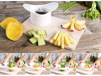 Rosenstein & Söhne, Rosenstein & Söhne 5in1-Obst- und Gemüseschneider mit auswechselbaren Klingen-Einsätzen, 5in1-Obst- und Gemüseschneider mit auswechselbaren Klingen-Einsätzen
