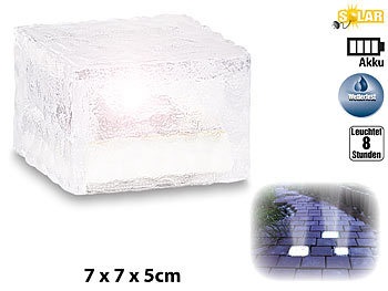 Lunartec, Lunartec Solar-LED-Glasbaustein mit Lichtsensor klein 7 x 7 cm, Solar-LED-Glasbaustein mit Lichtsensor klein 7 x 7 cm