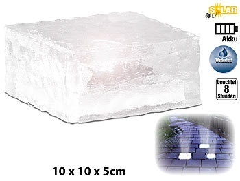 Lunartec, Lunartec Solar-LED-Glasbaustein mit Lichtsensor, gross (10 x 10 cm), Solar-LED-Glasbaustein mit Lichtsensor, groß (10 x 10 cm)
