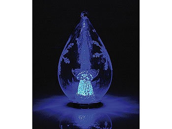 Lunartec, Lunartec Mundgeblasene LED-Glas-Ornamente in Tropfenform, 2er-Set, Mundgeblasene LED-Glas-Ornamente in Tropfenform, 2er-Set