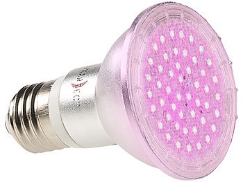 Lunartec, Lunartec LED-Pflanzenlampe mit 48 LEDs, 50 Lumen, E27, LED-Pflanzenlampe mit 48 LEDs, 50 Lumen, E27