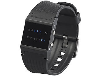 St. Leonhard, St. Leonhard Binär-Armbanduhr "Future Line" mit blauer Anzeige, für Herren, Binär-Armbanduhr 