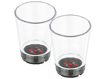 Infactory, infactory Shotglas mit Würfel-LEDs im 2er-Set, Shotglas mit Würfel-LEDs im 2er-Set