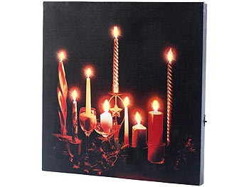 Infactory, infactory LED-Leinwandbild "Advent" mit Kerzenflackern, Fernbedienung, LED-Leinwandbild 