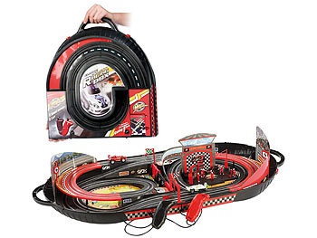 Playtastic, Playtastic Portable Rennbahn im Koffer - Komplett-Set mit 2 Autos, Portable Rennbahn im Koffer - Komplett-Set mit 2 Autos