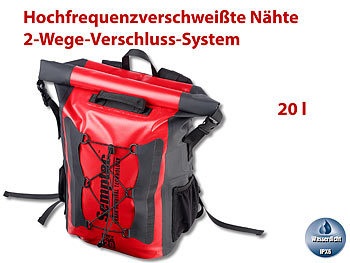 Semptec Urban Survival Technology, Semptec Urban Survival Technology Wasserdichter Trekking-Rucksack aus LKW-Plane, 20 Liter, IPX6, Wasserdichter Trekking-Rucksack aus LKW-Plane, 20 Liter, IPX6