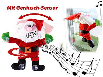 Infactory, infactory Singender & tanzender Weihnachtsmann mit Saugnäpfen & Geräusch-Sensor, Singender & tanzender Weihnachtsmann mit Saugnäpfen & Geräusch-Sensor