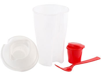 Rosenstein & Söhne, Rosenstein & Söhne Salat-Becher mit Dressingbehälter & Gabel, ideal auch für Obst, Salat-Becher mit Dressingbehälter & Gabel, ideal auch für Obst