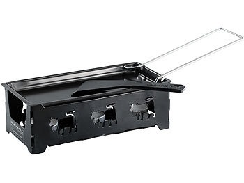 Rosenstein & Söhne, Rosenstein & Söhne Faltbares Teelicht-Raclette für 2 Personen, mit Schaber & Teelichtern, Faltbares Teelicht-Raclette für 2 Personen, mit Schaber & Teelichtern