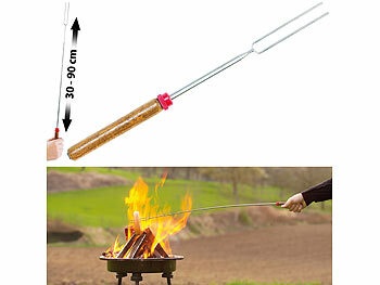 Infactory, infactory Teleskop-Grillspiess & -Gabel mit Holzgriff, ausziehbar von 30 - 90 cm, Teleskop-Grillspiess & -Gabel mit Holzgriff, ausziehbar von 30 - 90 cm