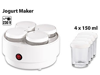 Pearl, Pearl Joghurt-Maker mit 4 Portions-Gläsern je 150 ml, spülmaschinengeeignet, Joghurt-Maker mit 4 Portions-Gläsern je 150 ml, spülmaschinengeeignet