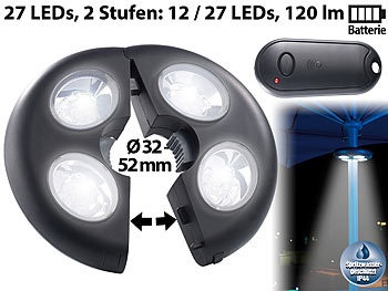 Lunartec, Lunartec Helle LED-Schirmleuchte LSL-120, IP44, Fernbedienung, dimmbar, 120 lm, Helle LED-Schirmleuchte LSL-120, IP44, Fernbedienung, dimmbar, 120 lm