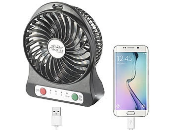 Sichler Haushaltsgeräte, Sichler Haushaltsgeräte 3in1-Akku-Tisch-Ventilator mit Powerbank-Funktion & Leuchte, 1.800 mAh, 3in1-Akku-Tisch-Ventilator mit Powerbank-Funktion & Leuchte, 1.800 mAh