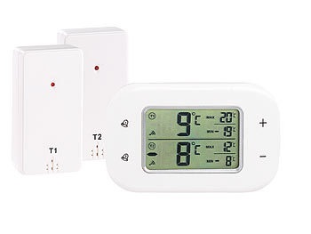 Rosenstein & Söhne, Rosenstein & Söhne Digitales Kühl- & Gefrierschrank-Thermometer, 2 Funk-Sensoren, weiss, Digitales Kühl- & Gefrierschrank-Thermometer, 2 Funk-Sensoren, weiss