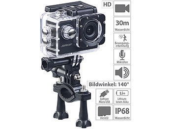 Somikon, Somikon HD-Action-Cam DV-1212 V2 mit Unterwasser-Gehäuse, IP68, bis 30 m, HD-Action-Cam DV-1212 V2 mit Unterwasser-Gehäuse, IP68, bis 30 m