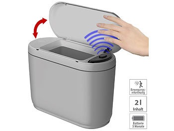 Infactory, "xDesign-Abfalleimer mit Hand-Bewegungs-Sensor, 2 l, grau / Abfalleimer"