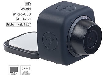 Somikon, Somikon Mini-Selfie-Cam mit WLAN und App-Steuerung, 720p, Klebepad & Magnet, Mini-Selfie-Cam mit WLAN und App-Steuerung, 720p, Klebepad & Magnet