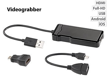 Auvisio, auvisio USB-HDMI-Videograbber für Videos bis Full HD (1080p), mit OTG-Adapter, USB-HDMI-Videograbber für Videos bis Full HD (1080p), mit OTG-Adapter