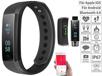 newgen medicals, newgen medicals Fitness-Armband m. Bluetooth, Benachrichtigung, Pulsmesser, OLED, IP67, Fitness-Armband m. Bluetooth, Benachrichtigung, Pulsmesser, OLED, IP67