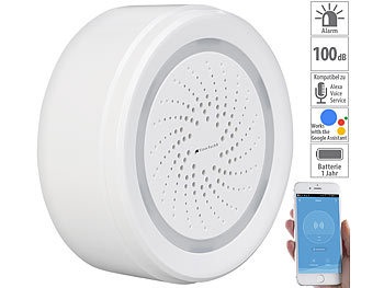 VisorTech, VisorTech Alarm-Sirene mit WLAN & App, komp. zu Amazon Alexa & Google Assistant, WLAN-Alarm-Sirene mit App, für Alexa, Siri & Google Assistant
